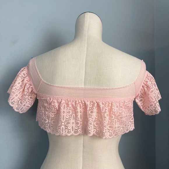 VICTORIA’S Secret Off Shoulder Lace Bralette Flutter Sleeves Size S Winter Rose - Picture 5 of 11